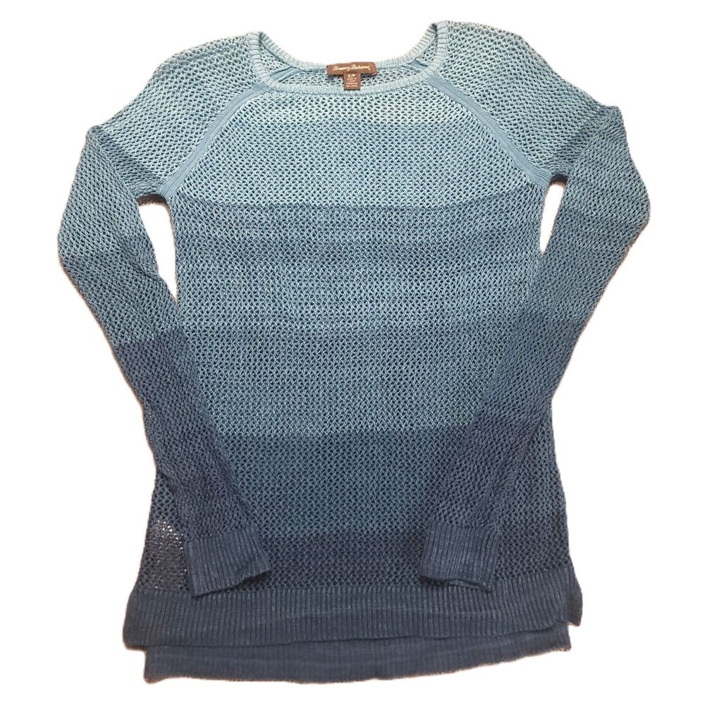 Tommy Bahama Women's S  Open Knit Mesh Pullover Sweater Beach Cover Up Blue
